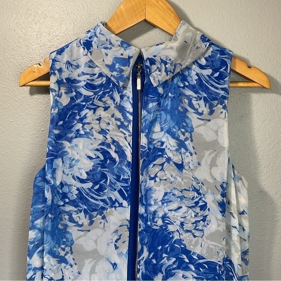 Eliza J blue floral sleeveless flyaway back dress size 10 D136 - Picture 6 of 13